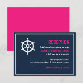 Blauw en Roze Maritieme Ontvangst Informatiekaartje (Voorkant / Achterkant)