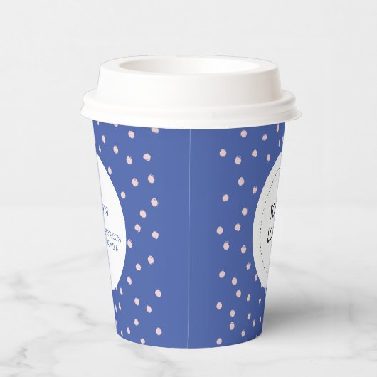 Blauw en roze minimale zakelijke Logo Papieren Bekers (Rechts)