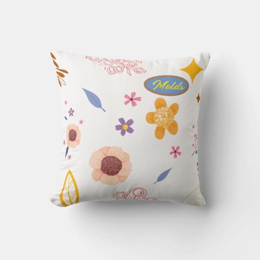 Blauw en roze minimalistisch Lijst Boundary Leaves Kussen (Voorkant)