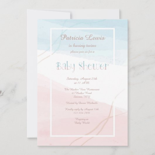 Blauw en Roze Modern Kaart (Voorkant)