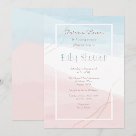 Blauw en Roze Modern Kaart (Voorkant / Achterkant)