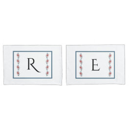  Blauw en Roze Monogramed Kussensloop Reeks