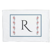 Blauw en Roze Monogramed Kussensloop Reeks (Voorkant-Links)