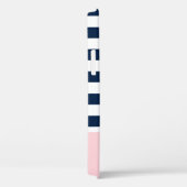 Blauw en roze Nautical Monogrammed iPhone case (Achterkant / Rechts)