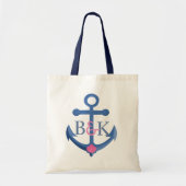 Blauw en roze nautisch vaartuig ankerpunt tote bag (Voorkant)