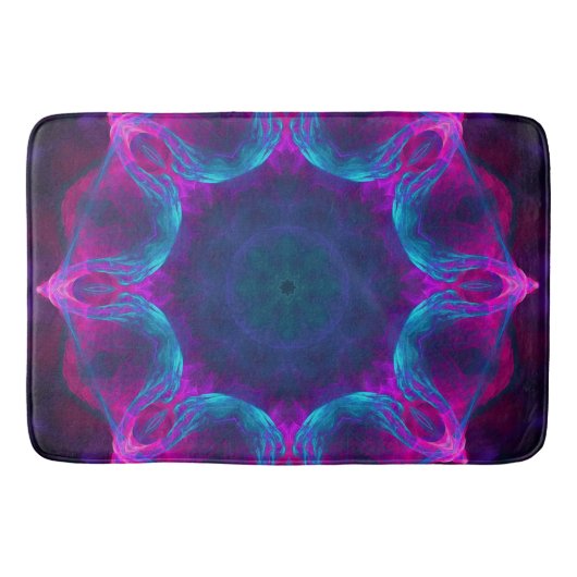 Blauw- en roze neon Dark Kaleidoscope gradiënt Badmat (Voorkant)