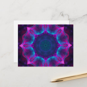 Blauw- en roze neon Dark Kaleidoscope gradiënt Briefkaart