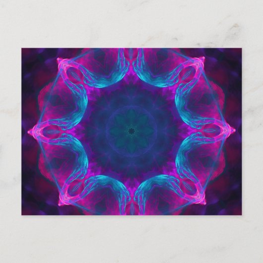 Blauw- en roze neon Dark Kaleidoscope gradiënt Briefkaart (Voorkant)