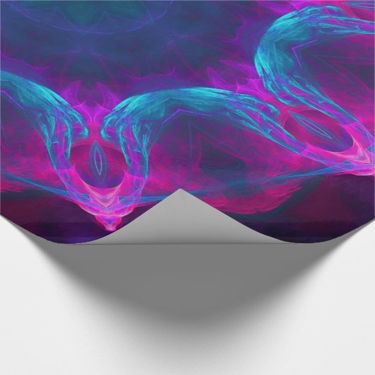 Blauw- en roze neon Dark Kaleidoscope gradiënt Cadeaupapier (Hoek)