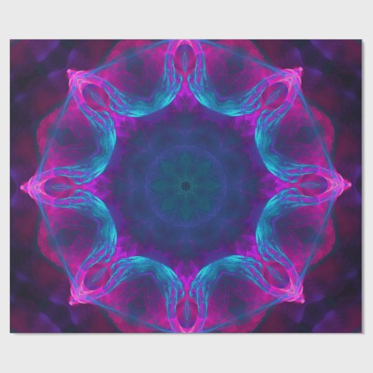 Blauw- en roze neon Dark Kaleidoscope gradiënt Cadeaupapier (Vlak)