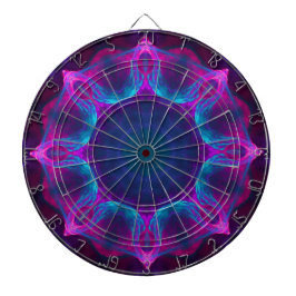 Blauw- en roze neon Dark Kaleidoscope gradiënt Dartbord