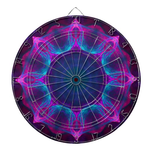 Blauw- en roze neon Dark Kaleidoscope gradiënt Dartbord (Voorkant)