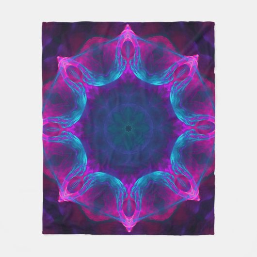 Blauw- en roze neon Dark Kaleidoscope gradiënt Fleece Deken (Voorkant)