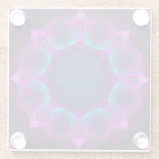 Blauw- en roze neon Dark Kaleidoscope gradiënt Glazen Onderzetter (Achterkant)