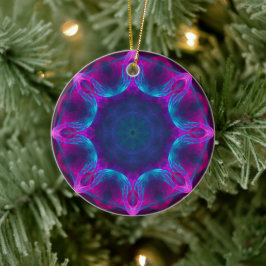 Blauw- en roze neon Dark Kaleidoscope gradiënt Keramisch Ornament