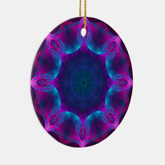 Blauw- en roze neon Dark Kaleidoscope gradiënt Keramisch Ornament (Rechts)