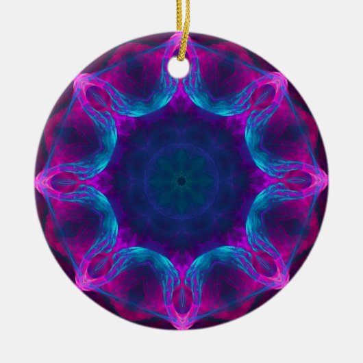 Blauw- en roze neon Dark Kaleidoscope gradiënt Keramisch Ornament (Voorkant)
