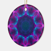 Blauw- en roze neon Dark Kaleidoscope gradiënt Keramisch Ornament (Links)