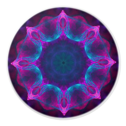 Blauw- en roze neon Dark Kaleidoscope gradiënt Keramische Knop (Voorkant)