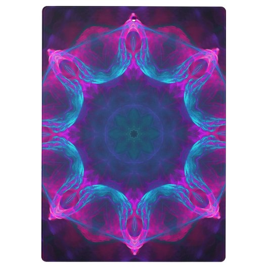 Blauw- en roze neon Dark Kaleidoscope gradiënt Klembord (Achterkant)