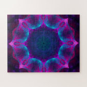 Blauw- en roze neon Dark Kaleidoscope gradiënt Legpuzzel (Horizontaal)