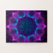 Blauw- en roze neon Dark Kaleidoscope gradiënt Legpuzzel (Horizontaal)