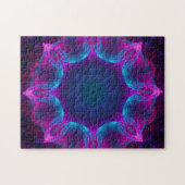 Blauw- en roze neon Dark Kaleidoscope gradiënt Legpuzzel (Horizontaal)
