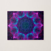 Blauw- en roze neon Dark Kaleidoscope gradiënt Legpuzzel (Horizontaal)