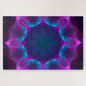 Blauw- en roze neon Dark Kaleidoscope gradiënt Legpuzzel (Horizontaal)