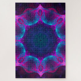 Blauw- en roze neon Dark Kaleidoscope gradiënt Legpuzzel