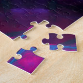 Blauw- en roze neon Dark Kaleidoscope gradiënt Legpuzzel (Zijkant)