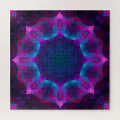 Blauw- en roze neon Dark Kaleidoscope gradiënt Legpuzzel (Horizontaal)