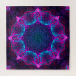 Blauw- en roze neon Dark Kaleidoscope gradiënt Legpuzzel