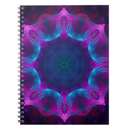 Blauw- en roze neon Dark Kaleidoscope gradiënt Notitieboek