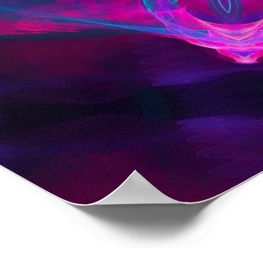 Blauw- en roze neon Dark Kaleidoscope gradiënt Poster (Hoek)