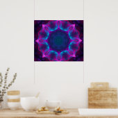 Blauw- en roze neon Dark Kaleidoscope gradiënt Poster (Keuken)