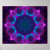Blauw- en roze neon Dark Kaleidoscope gradiënt Poster (Voorkant)