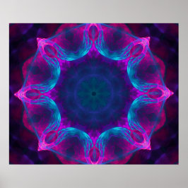 Blauw- en roze neon Dark Kaleidoscope gradiënt Poster