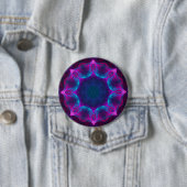 Blauw- en roze neon Dark Kaleidoscope gradiënt Ronde Button 7,6 Cm (In situ)