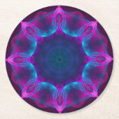 Blauw- en roze neon Dark Kaleidoscope gradiënt Ronde Kartonnen Onderzetter (Voorkant)