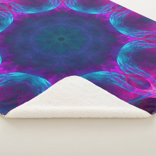 Blauw- en roze neon Dark Kaleidoscope gradiënt Sherpa Deken (3/4)