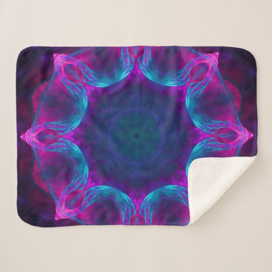 Blauw- en roze neon Dark Kaleidoscope gradiënt Sherpa Deken (Voorkant (horizontaal))