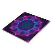 Blauw- en roze neon Dark Kaleidoscope gradiënt Tegeltje (Zijkant)