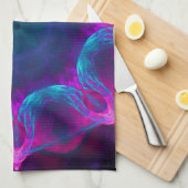 Blauw- en roze neon Dark Kaleidoscope gradiënt Theedoek (Quarter Fold)