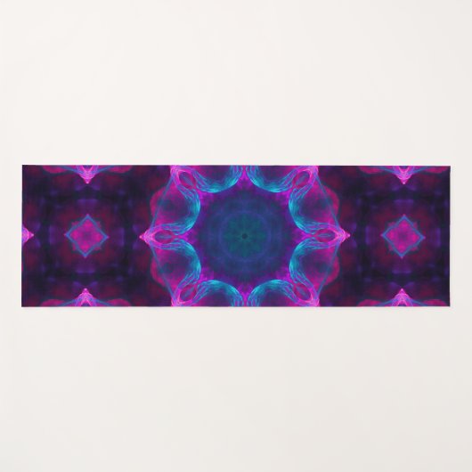 Blauw- en roze neon Dark Kaleidoscope gradiënt Yogamat (Voorkant (horizontaal))