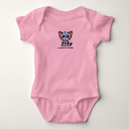 Blauw en roze nieuwsgierige Schattige kitten Romper