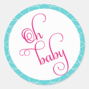 Blauw en Roze Oh Baby Favor Stickers