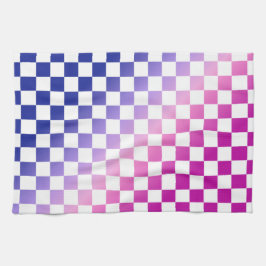 Blauw en Roze Ombre Geruit Patroon Theedoek