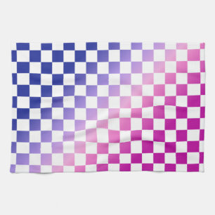 Blauw en Roze Ombre Geruit Patroon Theedoek