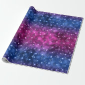 Blauw en roze ombre Glitter Celestial Pattern Cadeaupapier (Uitgerold)